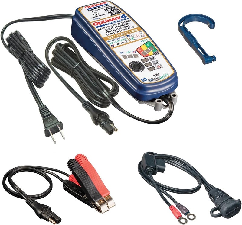 Tecmate Optimate 4 Quad Program, TM631, Gold Series: 9-Step 12V / 12.8V 1.25A Sealed Battery Saving Charger & maintainer - Image 4